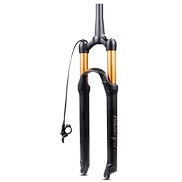 LHHL Spares LHHL MTB Air Suspension Fork 26 27.5 29inch XC Mountain Bike Forks Remote Lockout Travel 100mm 1-1 / 2" Tapered Disc Brake QR 9mm Rebound Adjust Bicycle Fork (Color : Black gold, Size : 27.5")