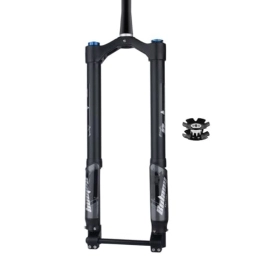 LHHL Spares LHHL MTB Suspension Fork With Air Damping 26 / 27.5 / 29 Inch Inverted Fork 1-1 / 2" Tapered Tube 120mm Travel Manual Lockout Ultralight Snow Mountain Bike Front Fork (Color : Black, Size : 27.5inch)