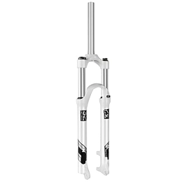 lkpqdwqz 26 27.5 29 inch Mountain Bike MTB Front Fork Travel 105mm, Bicycle Spring Shock Absorber Suspension Fork Straight Tube Manual Lockout QR 9mm White