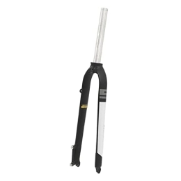 Longzhuo Spares Longzhuo Bike Front Fork Aluminium Alloy Straight Tube Rigid Bicycle Fork, for Mountain Bike(黑白)