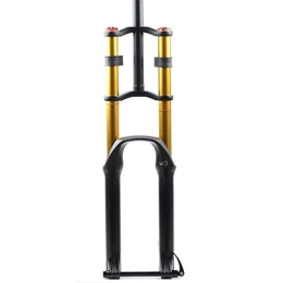 LSRRYD Mountain Bike Fork LSRRYD Cycling Suspension MTB Bike Suspension Fork 26 27.5 29 Inch Downhill Fork Straight Bicycle Shock Absorber Air Damping Thru Axle 15mm Travel 135mm (Color : B-Gold, Size : 27.5")