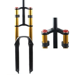 LSRRYD Mountain Bike Fork LSRRYD Mountain Bike Suspension Forks Downhill 26 / 27.5 / 29'' MTB Air Fork With Damping 140mm Travel 1-1 / 8 Double Shoulder DH Front Fork Disc Brake QR 9mm 2440g (Color : Gold A, Size : 27.5 inch)