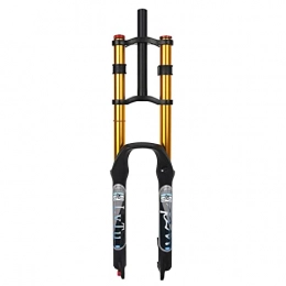 LvTu Spares LvTu Downhill Fork 26 27.5 29 Inch Rebound Adjust MTB Bike Front Fork Double Shoulder Bicycle Air Suspension DH 1-1 / 8" Ultralight Straight Tube 9mm QR (Color : Black / gold, Size : 26 inch)