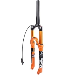 LYYCX Mountain Bike Fork LYYCX 26 27.5 29 Inches Mountain Bike Suspension Fork, straight / conical QR 9mm Travel 120 Mm Mountain Bike Fork Ultra Light Alloy Air Fork 1-1 / 8 Inch-orange (Color : Straight Remote Lockout, Size : 26