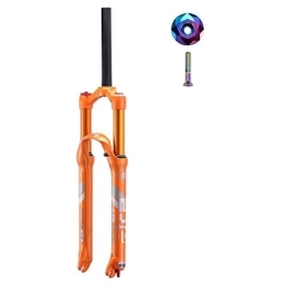 LYYCX Mountain Bike Fork LYYCX MTB Air Suspension Forks 26 27.5 Inch Bike Fork, Alloy 1-1 / 8" with Top Cap and Screws Shock Travel: 120mm (Color : Orange, Size : 27.5 inches)
