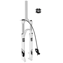 MabsSi Mountain Bike Fork MabsSi Mountain Bike Front Fork26 / 27.5 / 29 inch Straight Tube, Disc Brake 9mm QR Mechanical Spring Bicycle MTB Suspension Fork White(Size:27.5 INCH, Color:REMOTE LOCKOUT)