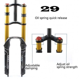 MGE Spares MGE Bicycle Front Forks Double Shoulder, Oil Spring Damping Adjustable Suspension Fork, 26 / 27.5 / 29in Disc Brake (Size : 27.5inch)