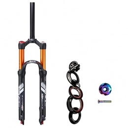 MJCDNB Mountain Bike Fork MJCDNB Bicycle Suspension Forks 26 27.5 Inch MTB Fork, 120mm Travel with Bike Headset Set and Colorful Top Cap - Black