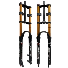 FukkeR Spares Mountain Bike Front Fork Straight Steerer 1-1 / 8 With Rebound Adjustment Double Crown MTB Bicycle Suspension Forks 26 27.5 29 Inch QR 9mm Travel 130mm (Color : Gold, Size : 26INCH)