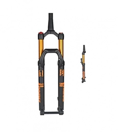 DYM Mountain Bike Fork Mountain bike shock absorption front fork 27.5 29 inch barrel axle air fork suspension front fork shoulder control lock damping air fork black inner tube(Color:yellow, Size:27.5'')