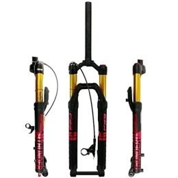 Samnuerly Mountain Bike Fork Mountain Bike Suspension Fork 26 27.5 29 Inch Air Fork 120mm Travel MTB Fork Rebound Adjustable 1-1 / 8'' Straight Bicycle Front Fork Thru Axle 15mm (Color : Red remote, Size : 26'')