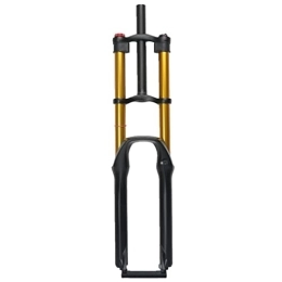 Generic Spares Mountain Bike Suspension Fork 26 27.5 29 Inch MTB Double Shoulder Air Forks Disc Brake Front Fork 1-1 / 8 Thru Axle 15mm Travel 130mm With Damping 2600g (Color : Gold, Size : 27.5) (Gold 27.5)