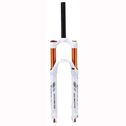 CEmeLi Mountain Bike Fork Mountain Bike Suspension Fork 26 / 27.5 Inches, Magnesium Alloy Double Air Chamber with Damping Adjustment Air Fork (White 27.5)