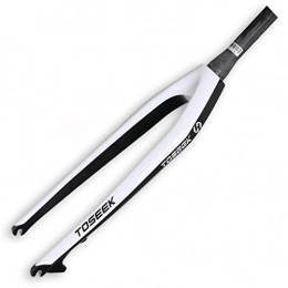Mountain Bike Mountain Bike Fork Mountain Bike TOSEEK Suspension Front Fork, 3K Carbon Cloth Texture, 26 / 27.5 / 29 Inch Carbon Fiber Tapered Tube Rigid Front Fork (white) (Size : 27.5")