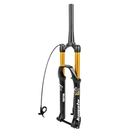 WAMBAS Mountain Bike Fork MTB Air Fork 26 / 27.5 / 29 Inch Mountain Bike Suspension Forks Travel 130mm Rebound Adjustable Remote Lockout 1-1 / 8'' Straight / Tapered Fork Thru Axle 15x100mm XC / AM ( Color : Gold Tapered , Size : 26'' )