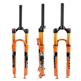 Asiacreate Spares MTB Air Suspension Fork 26 27.5 29 in 1 1 / 8 Straight Tube Travel 100mm Mountain Bike Suspension Forks 9mm QR Bicycle Air Fork Manual Lockout Disc Brake Front Fork ( Color : Orange , Size : 26in )