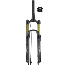 FukkeR Mountain Bike Fork MTB Bicycle Air Front Fork 1 1 / 8 Tapered Tube Mountain Bike Suspension Forks 26 27.5 29 Inch Travel 120mm QR Axle 9mm 100mm Manual Remote Lockout XC (Color : Gold remote, Size : 29inch)