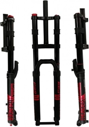 Auoiuoy Spares MTB bicycle fork 27.5"29" Air shock absorber DH Downhill suspension Manual locking Rebound Adjust Straight steerer tube 1-1 / 8", damping frosted black and red-26inch