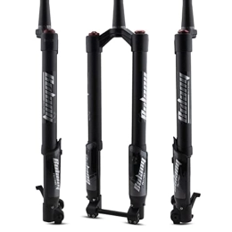 TCXSSL Spares MTB Bike Suspension Fork Downhill 26 / 27.5 / 29'' Universal Double Air Inverted Fork 140mm Travel Damping Adjust 1-1 / 2 Disc Brake Thru Axle (Color : 26'' Black)