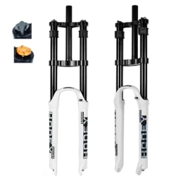 DYSY Mountain Bike Fork MTB DH Suspension Air Fork 26 / 27.5 / 29 Inch, Magnesium Alloy 28.6mm Double Shoulder Mountain Bicycle Shock Absorber Fork Travel 160mm (Color : White, Size : 26 inch)
