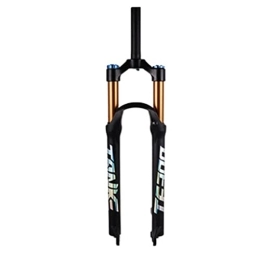 TISORT Mountain Bike Fork MTB Fork 26 27.5 29 Inch MTB Suspension Fork Travel 100mm 1-1 / 8 Straight Tube / Tapered Tube Gold Tube Aluminum Alloy Air Fork With Damping Adjustment (Color : Linear manual, Size : 26")