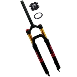 FukkeR Spares MTB Mountain Bike Suspension Fork 27.5 29 Inch Damping Adjustment Bicycle Front Forks 1-1 / 8 Straight Tube Travel 120mm Quick Release 9 * 100 Disc Brake (Color : Black red manual, Size : 27.5inch)