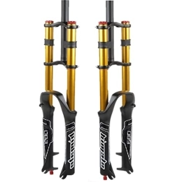 Asiacreate Spares MTB Suspension Fork 26 / 27.5 / 29 Inch Downhill Suspension Air Pressure Fork 1-1 / 8 Straight Tube Rebound Adjustment Mountain Bike Fork QR 9mm Travel 130mm Air Front Fork (Color : Gold, Size : 26inch)