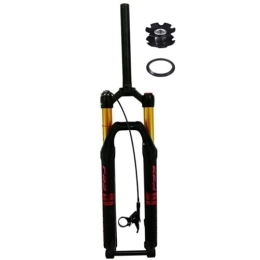 FukkeR Spares MTB Suspension Fork 27.5 29 Inches 28.6mm Straight Tube Mountain Bike Spring Front Forks 15 * 100mm Thru Axle Travel 120mm XC AM DH Bicycle Disc Brake (Color : Black red remote, Size : 27.5inch)