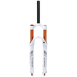 MabsSi Mountain Bike Fork MTB Suspension Forks 26 27.5 29 Inch Straight Tube, Magnesium Alloy 1-1 / 8" Manual Lockout Disc Brake Mountain Bike Air Fork Travel 120mm(Size:26 INCH, Color:WHITE)