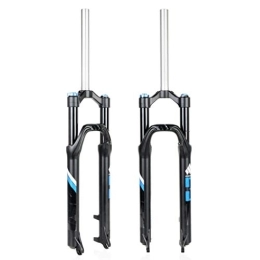 MZP Spares MZP 26 27 Inch Bike Suspension Fork Lightweight Alloy Straight Pipe MTB Bicycle Gas Fork Shoulder Control Travel 100mm (Color : Black blue, Size : 26inch)