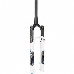 MZP Mountain Bike Fork MZP MTB Double Chamber Suspension Fork, Cycling Air Fork 26" / 27.5 / 29 Inch Aluminum Alloy Disc Brake Damping Adjustment Cone Tube 1-1 / 8" Travel 100mm (Color : White, Size : 26inch)