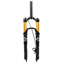 MZPWJD Mountain Bike Fork MZPWJD 26 27.5 29 In Bicycle Fork MTB Bike Suspension Fork 1-1 / 8" Steerer Air Shock HL / RL 100mm Travel QR For Disc Brake Bike (Color : Gold Wire control, Size : 26in)