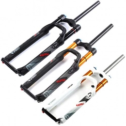 MZZG Spares MZZG 26 27.5 29 Inch Air MTB Suspension Fork, Rebound Adjust Straight Tube 28.6mm QR 9mm Travel 120mm Manual / Crown Lockout Mountain Bike Forks, Ultralight Gas Shock XC Bicycle, Gold, 27.5
