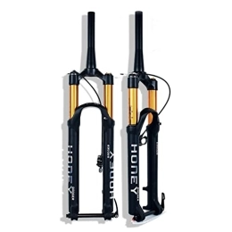 PHOCCO Mountain Bike Fork PHOCCO 27.5 / 29 In Mountain Bike Fork 1-1 / 8" Straight / Tapered Tube Rebound Adjust Travel 110mm Air Suspension Fork Thru Axle 15mm Disc Brake MTB Fork (Color : Black Tapered, Size : 29'')