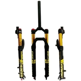 QFWRYBHD Spares QFWRYBHD 27.5 29 "Mountain Bike Suspension Fork, Damping adjustment bicycle front magnesium alloy aluminum alloy shoulder control for disc brake (Color : Shoulder control Black gold, Size : 27.5")