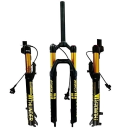QFWRYBHD Mountain Bike Fork QFWRYBHD 27.529 inch Mountain bike air fork bike shock absorbent fork magnesium alloy aluminum alloy shoulder control line controlDamping adjustment (Color : Gold, Size : 27.5")