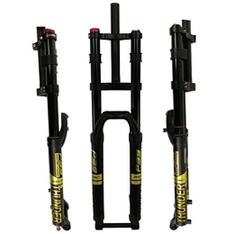 QFWRYBHD Mountain Bike Fork QFWRYBHD Mountain Bicycle Double Shoulder Fork MTB suspension fork Damped air fork 15mm Barrel Shaft Shoulder control 27.5 / 29 inch Air Oil Lock Straight Downhill fork (Color : Golden 29 Air Fork)