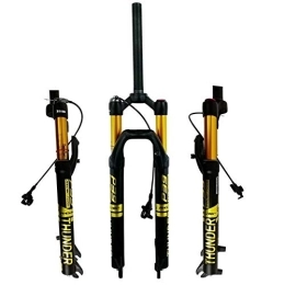QFWRYBHD Mountain Bike Fork QFWRYBHD Mountain bike air fork bike shock absorbent fork 27.529 inch magnesium alloy aluminum alloy shoulder control line controlDamping adjustment (Color : Gold, Size : 29")