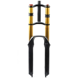 QHY Mountain Bike Fork QHY 26 27.5 29'' Mountain Bike Suspension Forks Downhill MTB Oil Fork Double Shoulder DH Front Fork With Damping 140mm Travel 1-1 / 8 Disc Brake QR 9mm 2780g (Color : Gold A, Size : 26 inch)