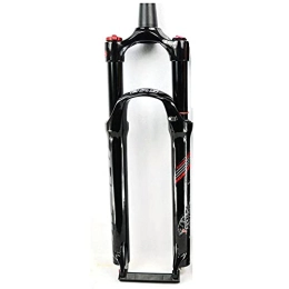 QHY Mountain Bike Fork QHY Air Mountain Bike Suspension Fork, Tapered Tube 28.6mm QR 9x100mm Travel 100mm Manual / Crown Lockout MTB Forks 1-1 / 2" (Color : HL gloss black, Size : 26in)