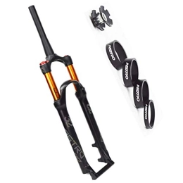 QHY Mountain Bike Fork QHY Bicycle forks Bicycle Fork 26" 27.5" 29" Air Suspension MTB Bike Damping Adjustment 1-1 / 2" Straight Steerer Disc Brake 110mm Travel QR 9mm (Color : A-Black, Size : 29")