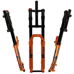 QHY Mountain Bike Fork QHY Bicycle forks MTB Bicycle Fork 27.5" 29" DH Bike Suspension Fork Air Damping 1-1 / 8" Straight Steerer 160mm Travel 15x100mm Axle Manual Lockout (Color : Orange, Size : 27.5")