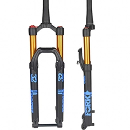 QHY Mountain Bike Fork QHY Cycling Suspension forks Mountain Bike Front Fork 26″27.5″29″ Shoulder Control Fork MTB Suspension Air Pressure Rebound Adjust Cone Tube Stroke 140mm (Color : Blue, Size : 26inch)