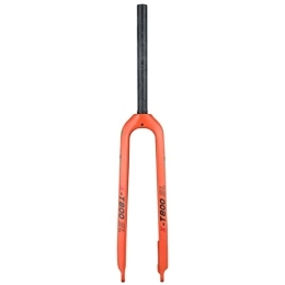 QHY Mountain Bike Fork QHY Rigid Forks 26 / 27.5 / 29 in Mountain Bike Tapered Tube Hard Fork MTB 3K Carbon Fiber Bicycle Fork 1-1 / 8 Ultra-Light Cycling Parts Disc Brake (Color : Orange, Size : 26inch)