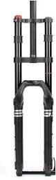 QIANMEI Spares QIANMEI bicycle shock absorber fork 26 27.5 29 Inch Mountain Bike Double Shoulder Shocks Forks Disc Brake Front Fork 1-1 / 8 Thru Axle 15mm Travel 130mm With Damping, Air Suspension Fork (Size : 27.5'')