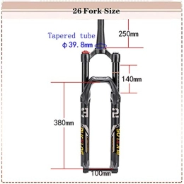 qidongshimaohuacegongqiyouxiangongsi Mountain Bike Fork qidongshimaohuacegongqiyouxiangongsi Bike forks MTB Bike Air Suspension Forks 26 / 27.5 / 29 Bicycle Front Fork 15mm Thru Axle Disac Brake Bicycle Accessories mtb fork (Color : Tapered 26)