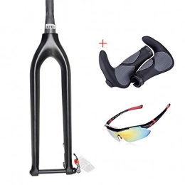 QQKJ Mountain Bike Fork QQKJ Bicycle Parts Carbon Mountain Disc Fork 29er with Flat Mount Thru Axle Cyclocross Fork Tapered Carbon Front Fork