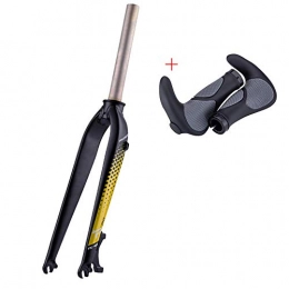 QQKJ Spares QQKJ Carbon Fiber Lightweight Suspension Fork, for 26 / 27.5 Inch Mountain Bike Including Handlebar, Yellow27.5