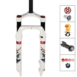 QQKJ Mountain Bike Fork QQKJ Mountain Bike Forks Suspension Forks Straight Tube Hand Control, 26 Inch Air Fork 120mm Travel Snowmobile, White