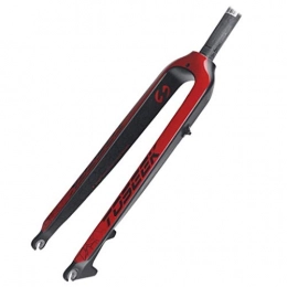 QWE Mountain Bike Fork QWE MTB Bike Fork 27.5 / 29 Inch 3K Carbon Fibre Bicycle Rigid Fork Cycling Parts Ultralight Disc Brake 1-1 / 8", Bicycle Accessories DOISLL (Color : Red)